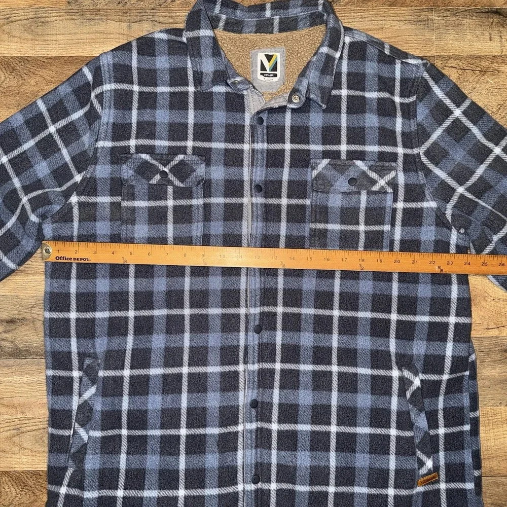Voyager Sherpa Lined Men's Flannel Fleece Shirt Jacket Blue Plaid Size XL
